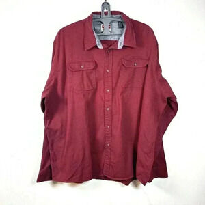 WRANGLER Men's Long Sleeve Shirt Size 3XL Button Down BURGUNDY Canvas Twill‎ Red